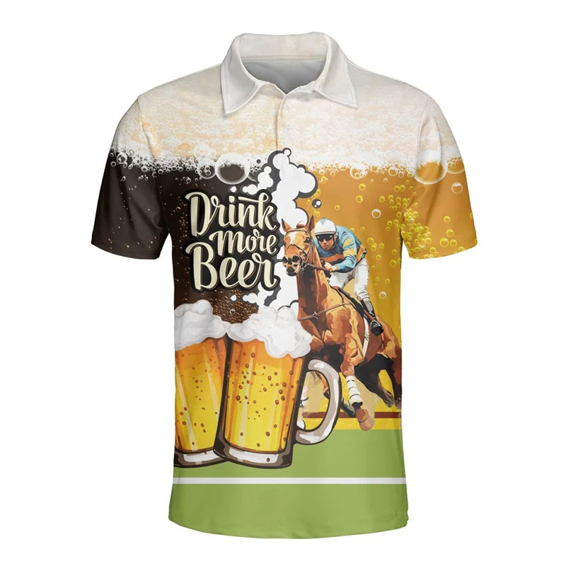 Polo Shirt Equestrian - 3D Printed Hawaiian Beer Polo Shirt