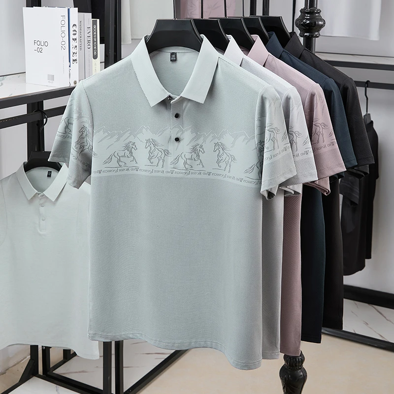Polo Shirt Equestrian - Male half chest equestrian print polo