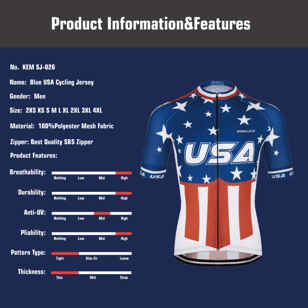 KEMALOCE Bike Jersey USA Navy  - Outdoor Sport Usa ulasan dan harga