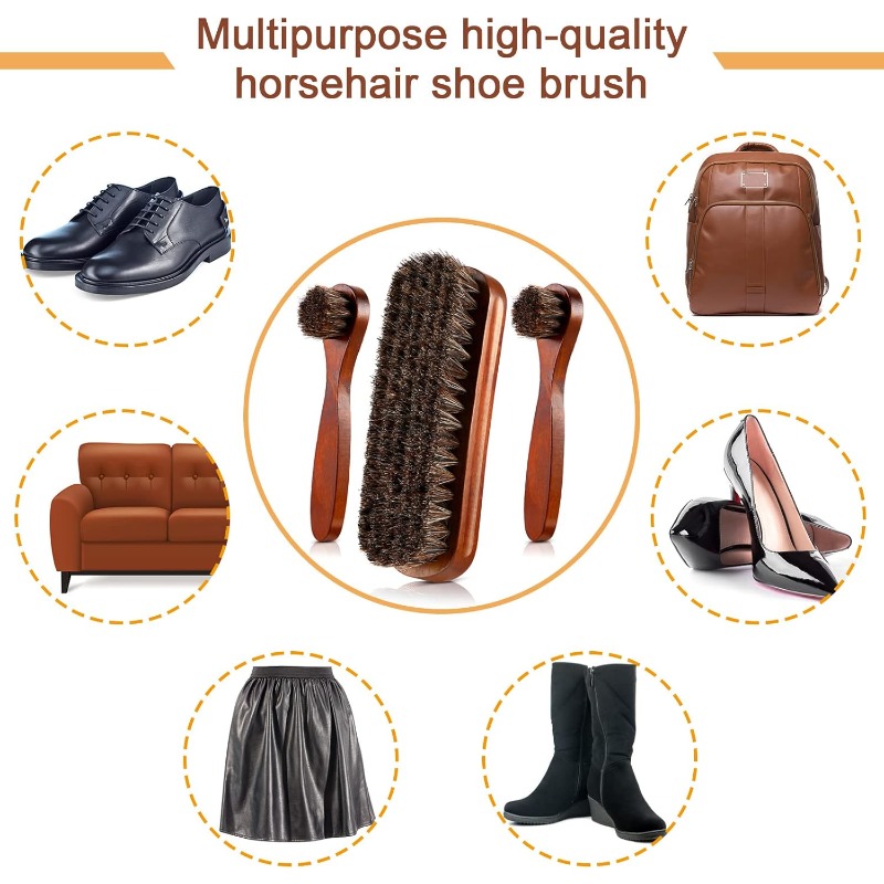 3Pieces Horsehair Shoes Polish - Brushing Boot Horse ulasan dan harga
