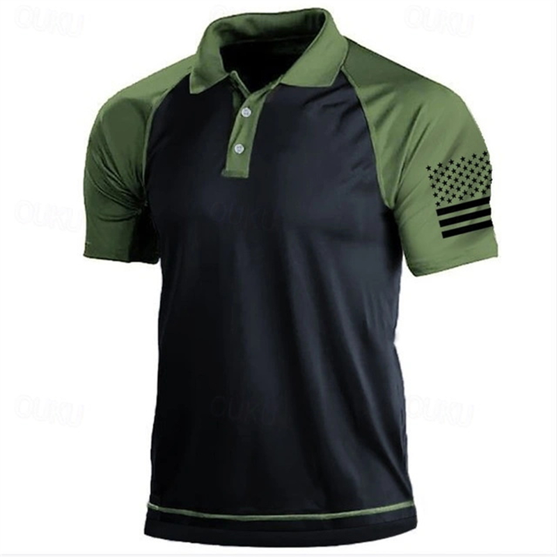 3D Print USA Flag Pattern Polo - Outdoor Sport Usa ulasan dan harga