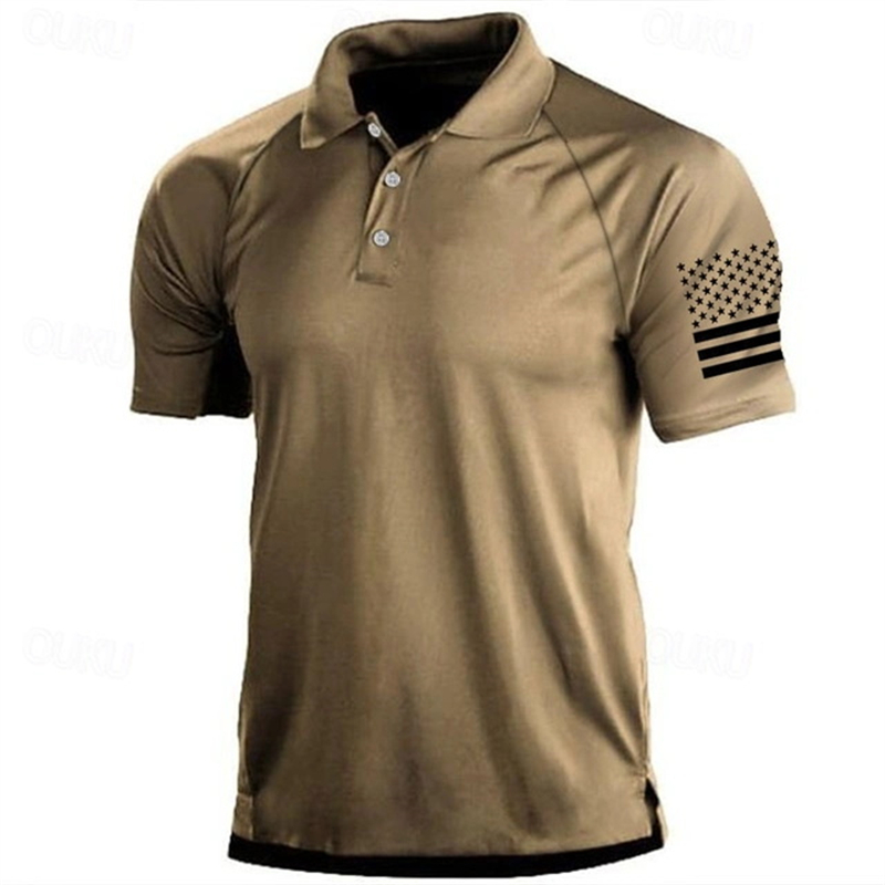3D Print USA Flag Pattern Polo - Outdoor Sport Usa ulasan dan harga