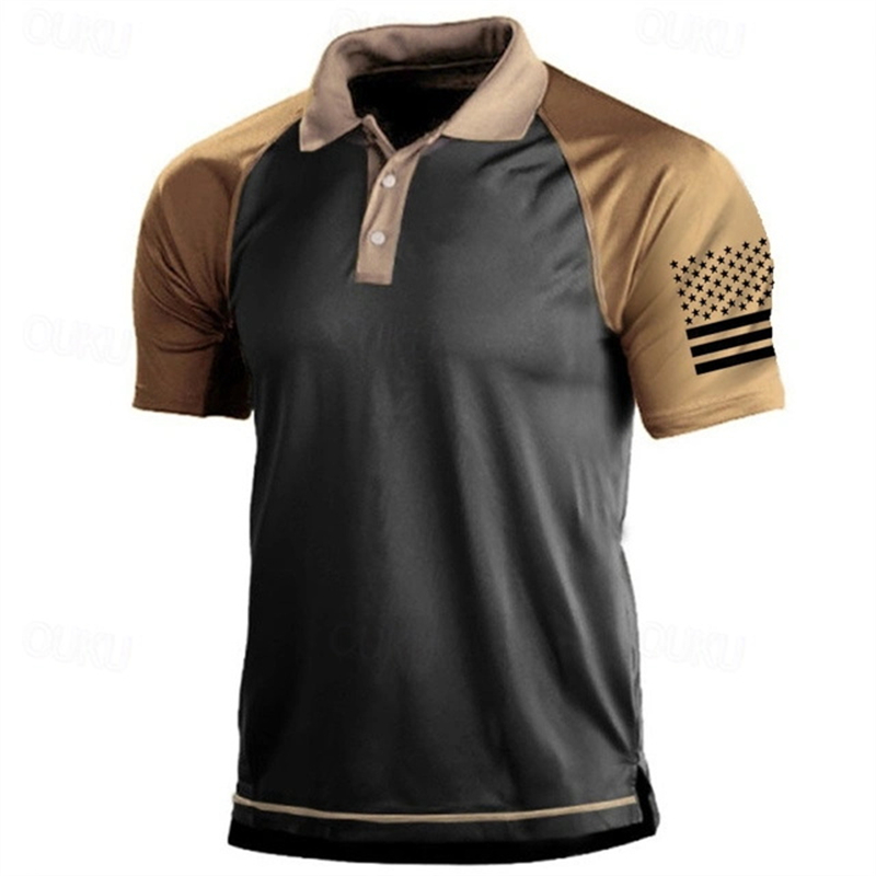 3D Print USA Flag Pattern Polo - Outdoor Sport Usa ulasan dan harga