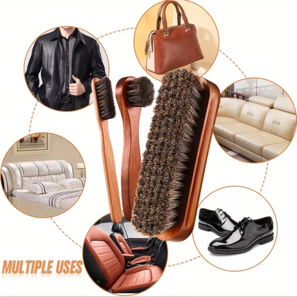 Horsehair Shoe Brush Set Leath - Brushing Boot Horse ulasan dan harga