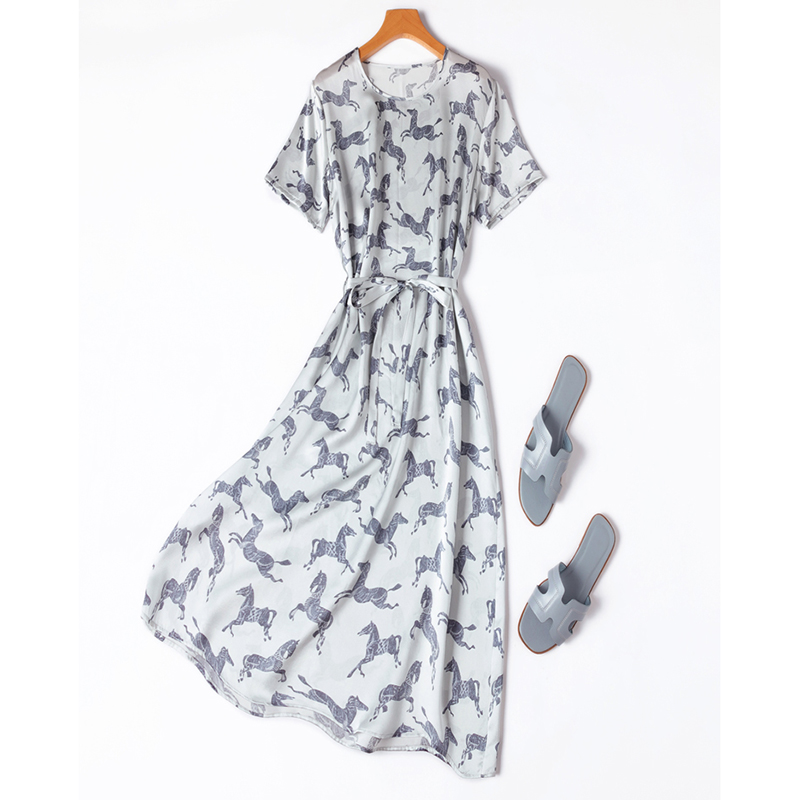 Women Midi Dress 100% Mulberry - Lunge Line Horse ulasan dan harga